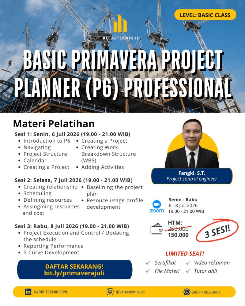 Rekaman training Rekaman — Basic Primavera Project Planner (P6) Professional — Project Scheduling & Control